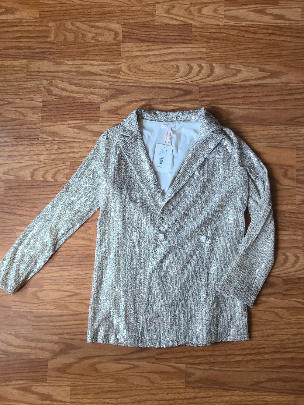 Gianni Bini Silver Sequin Blazer Jacket